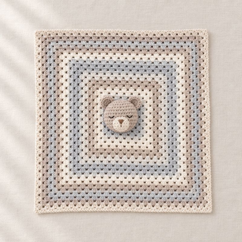 Bramble the bear lovey in oat, stone and cream