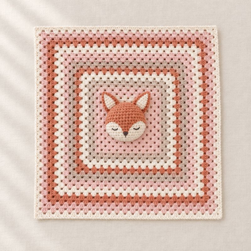 Rusty the fox lovey in blush, terracotta and cream